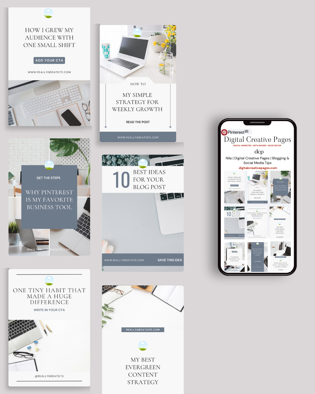 1.1 Pinterest Templates For Entrepreneurs - Minimalist Gray