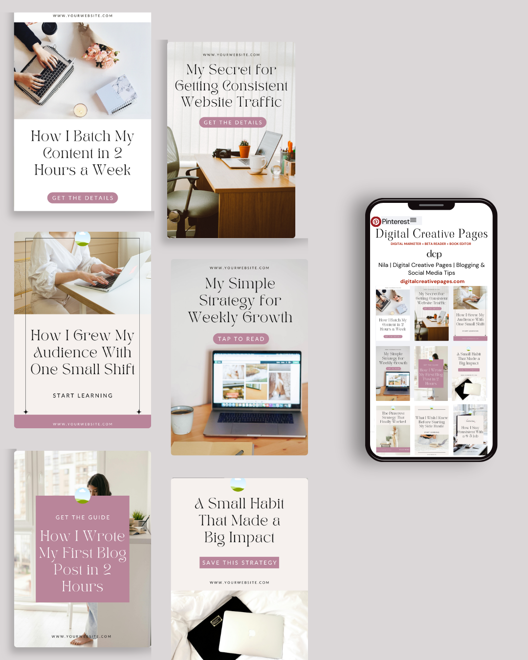 1.12 Pinterest Soft Storytelling Templates For Entrepreneurs - Minimalist Mauve