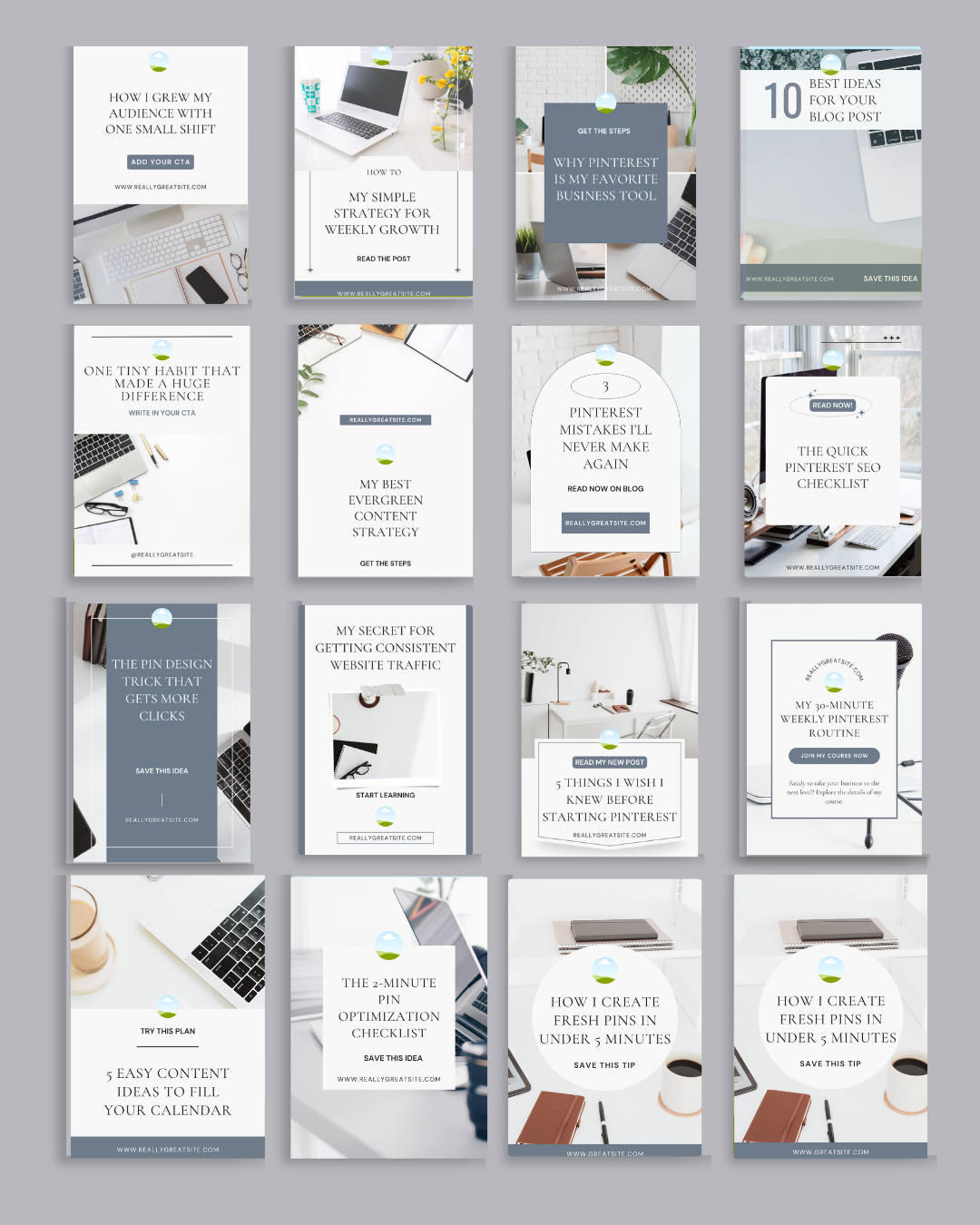 1.1 Pinterest Templates For Entrepreneurs - Minimalist Gray